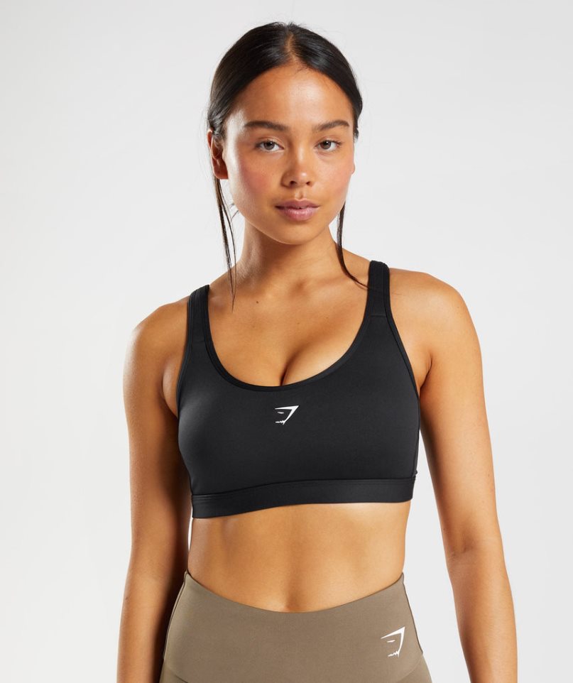 Women\'s Gymshark Fraction Sports Bra Black | CA N6D180